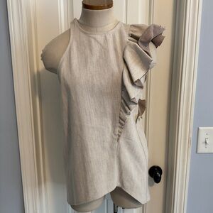 Noble 31 Small Sleeveless Tunic Top w/ Ruffle Detail ~ Minimalist Classic Beach